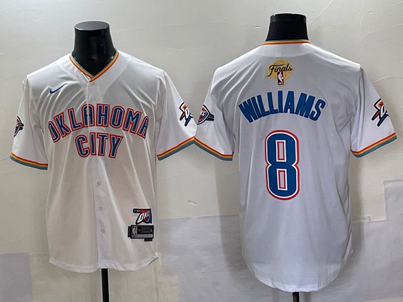 Men 2025 Oklahoma City Thunder #8 Williams White Nike Joint Name NBA Jersey style 1->oklahoma city thunder->NBA Jersey